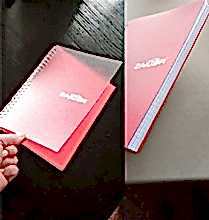 Внутри листы в клетку и лого на каждом листе , цветные вкладыши